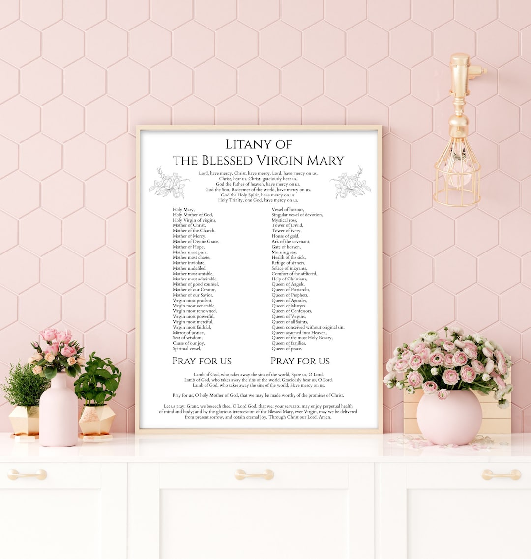 Litany of the Blessed Virgin Mary Prayer Printable, Catholic Prayer Print, Litany Prayer, Litany ...