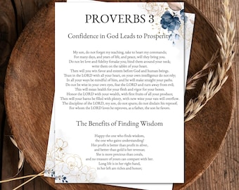 Proverbs 3 printable prayer, Proverbs prayer, Proverbs print, Trust in the Lord with all your heart, Bible verse print, Scripture printable