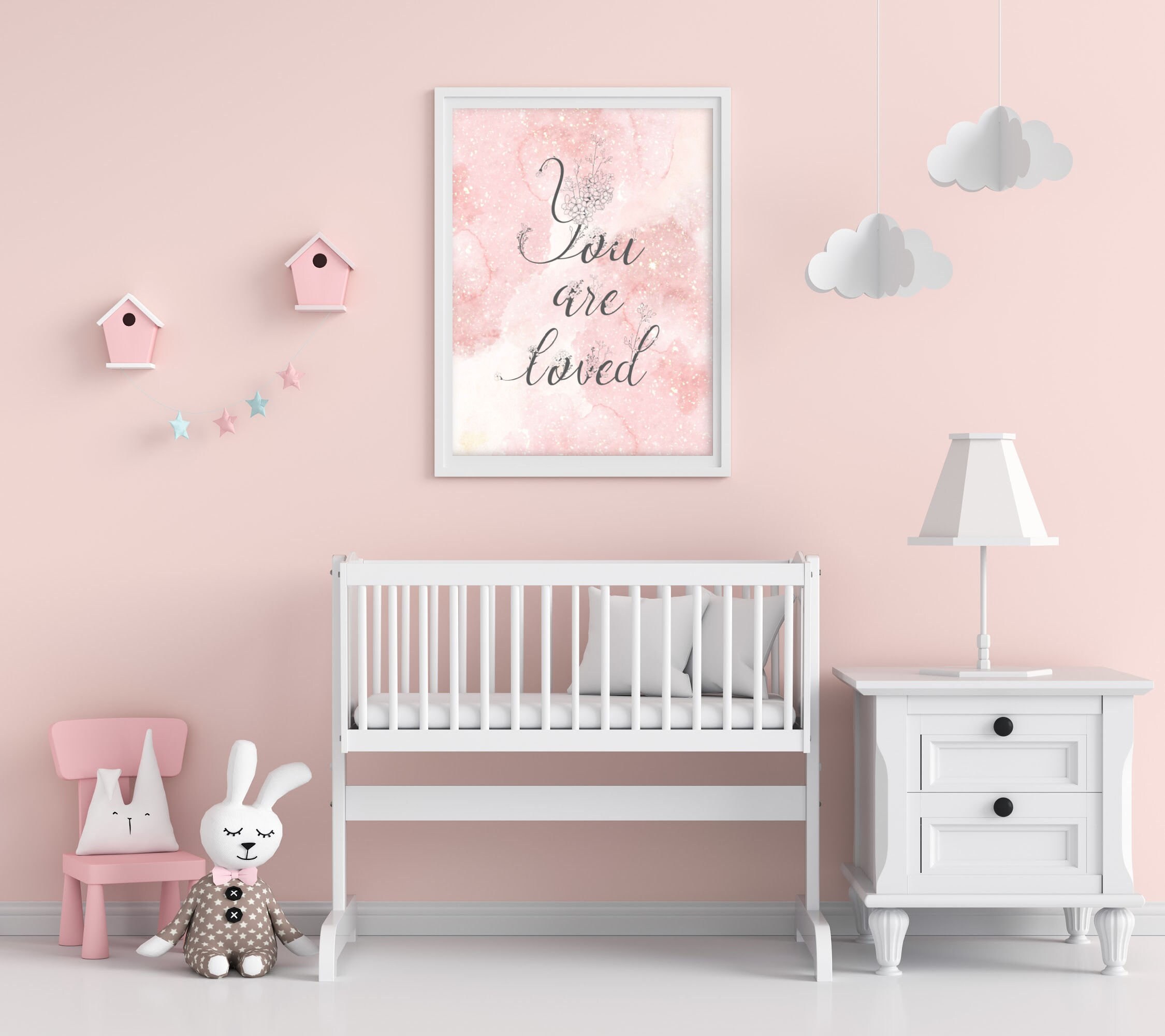 You Are Loved Printable Nursery Wall Decor Baby Girl Room | Etsy