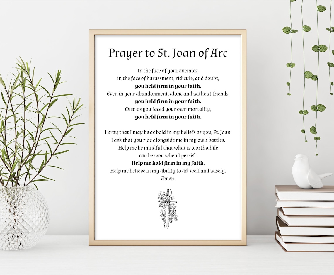 St Joan of Arc Prayer Printable, Prayer to St Joan of Arc, Joan of Arc