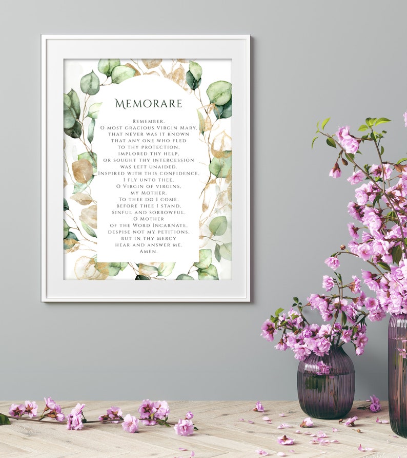 Memorare Prayer to Virgin Mary Printable, Memorare to the Blessed ...