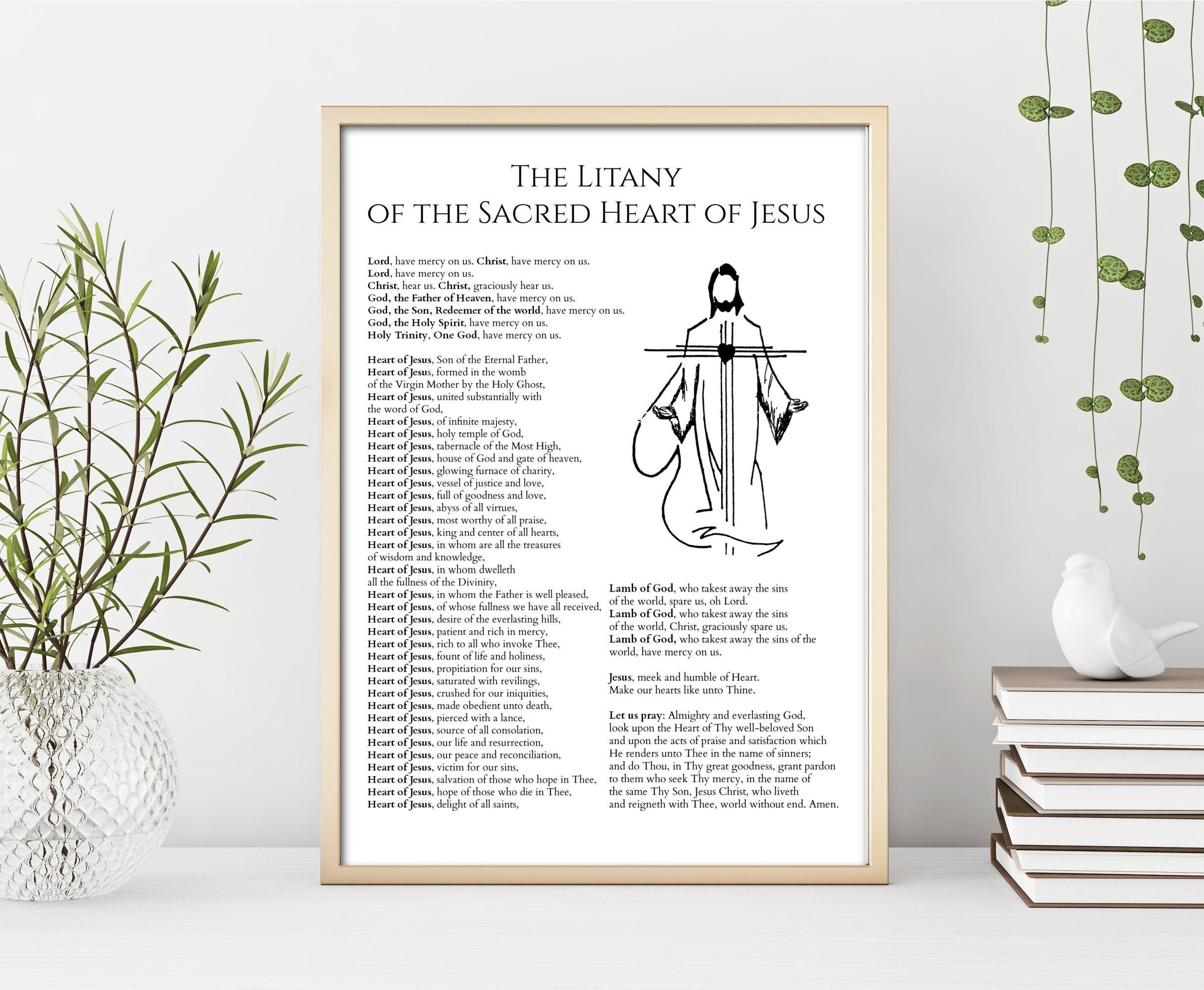 Litany of the Sacred Heart of Jesus prayer printable, Sacred Heart prayer, Catholic prayer print, Catholic prayer card, catholic wall art