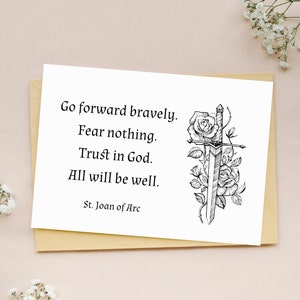 St Joan of Arc quote card printable, St. Joan of Arc greeting card, Saint Joan of Arc quote card instant download, Confirmation card