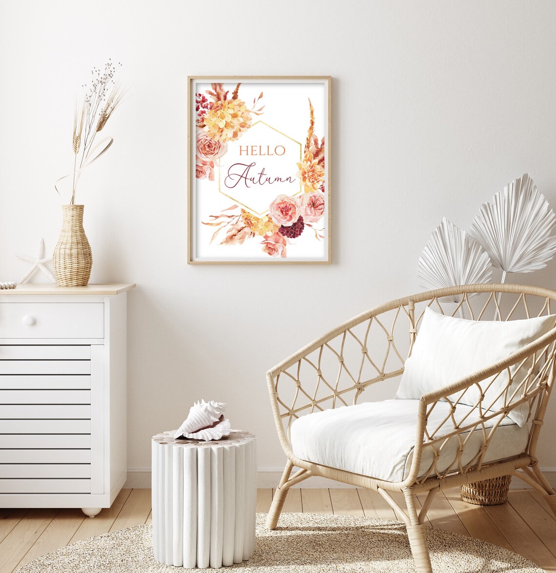 Hello Autumn Wall Art Printable, Hello Fall Wall Decor, DIY Fall Decor