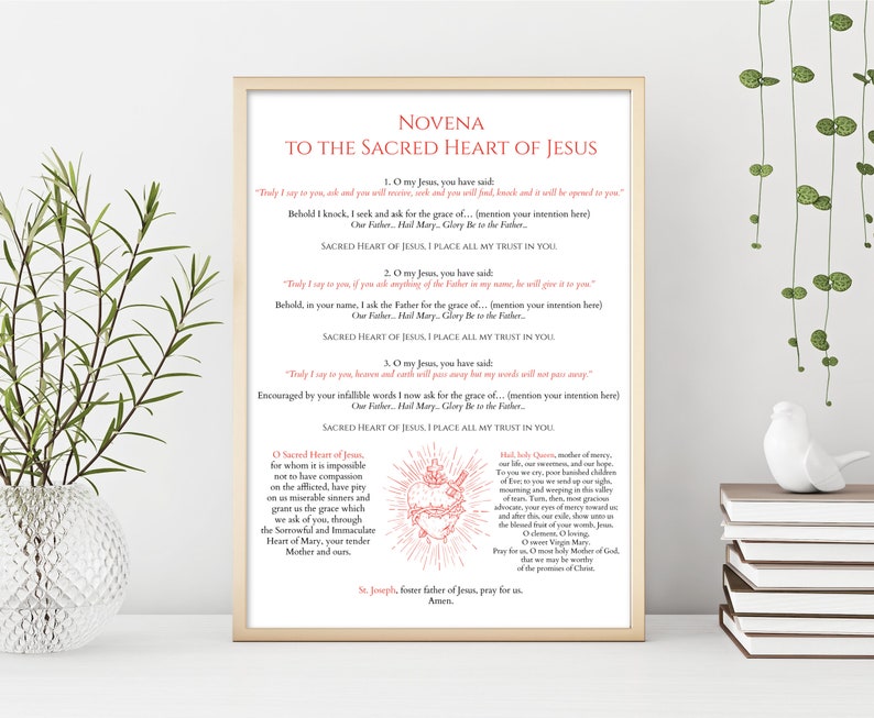 Novena to the Sacred Heart of Jesus Prayer Printable, Sacred Heart ...