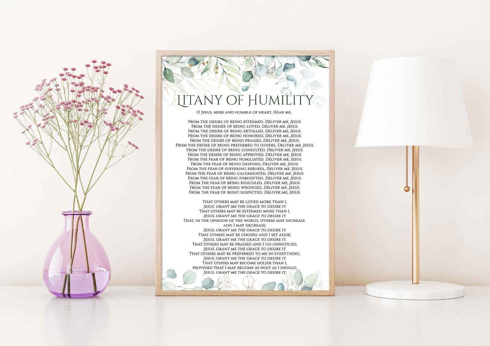 Litany Of Humility Prayer Printable Humility Prayer Print Etsy