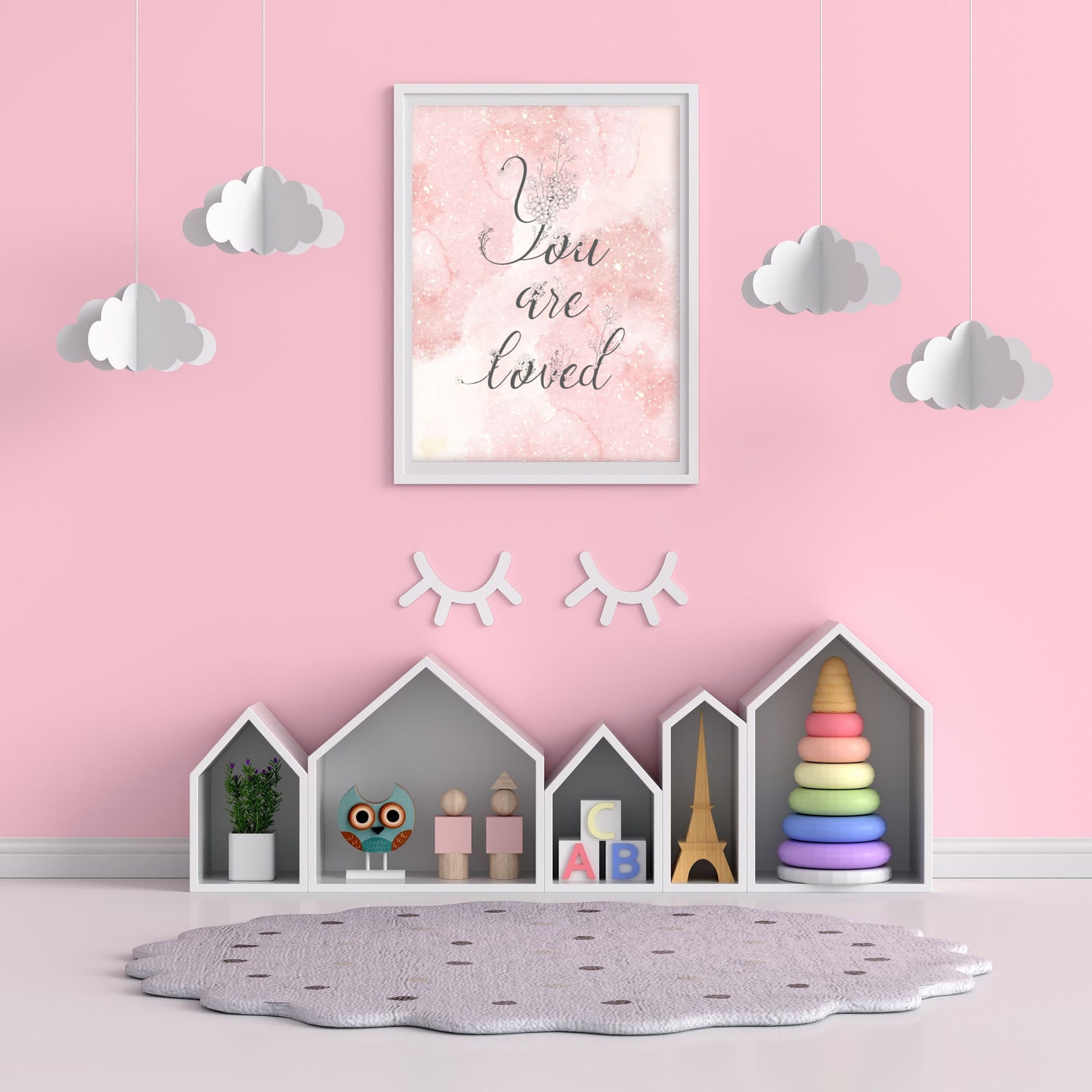You Are Loved Printable, Nursery Wall Decor, Baby Girl Room Decor, Baby ...