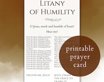 Litany of Humility prayer card printable, Humility prayer print, Deliver Me Jesus prayer, Catholic prayer, Christian gift, Catholic devotion