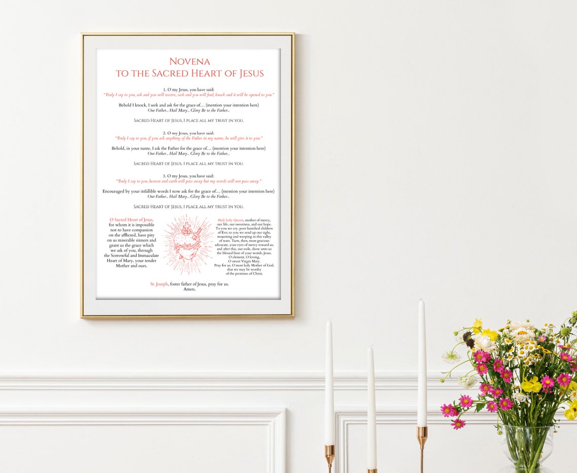 Novena to the Sacred Heart of Jesus Prayer Printable, Sacred Heart ...