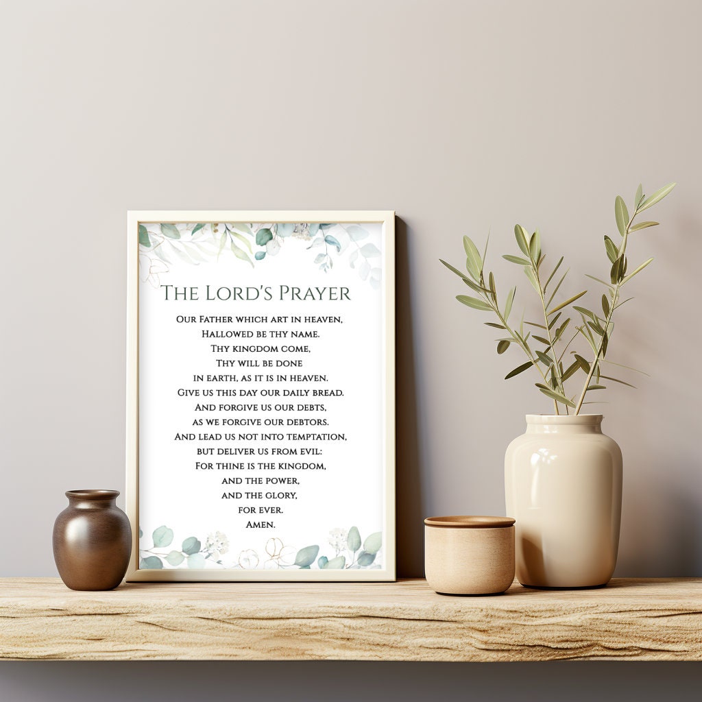 The Lord's Prayer Printable, Our Father Prayer Print, Catholic Prayer ...