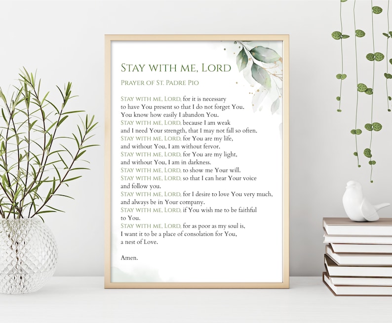Stay With Me Lord St. Padre Pio Prayer Printable, Padre Pio Prayer ...