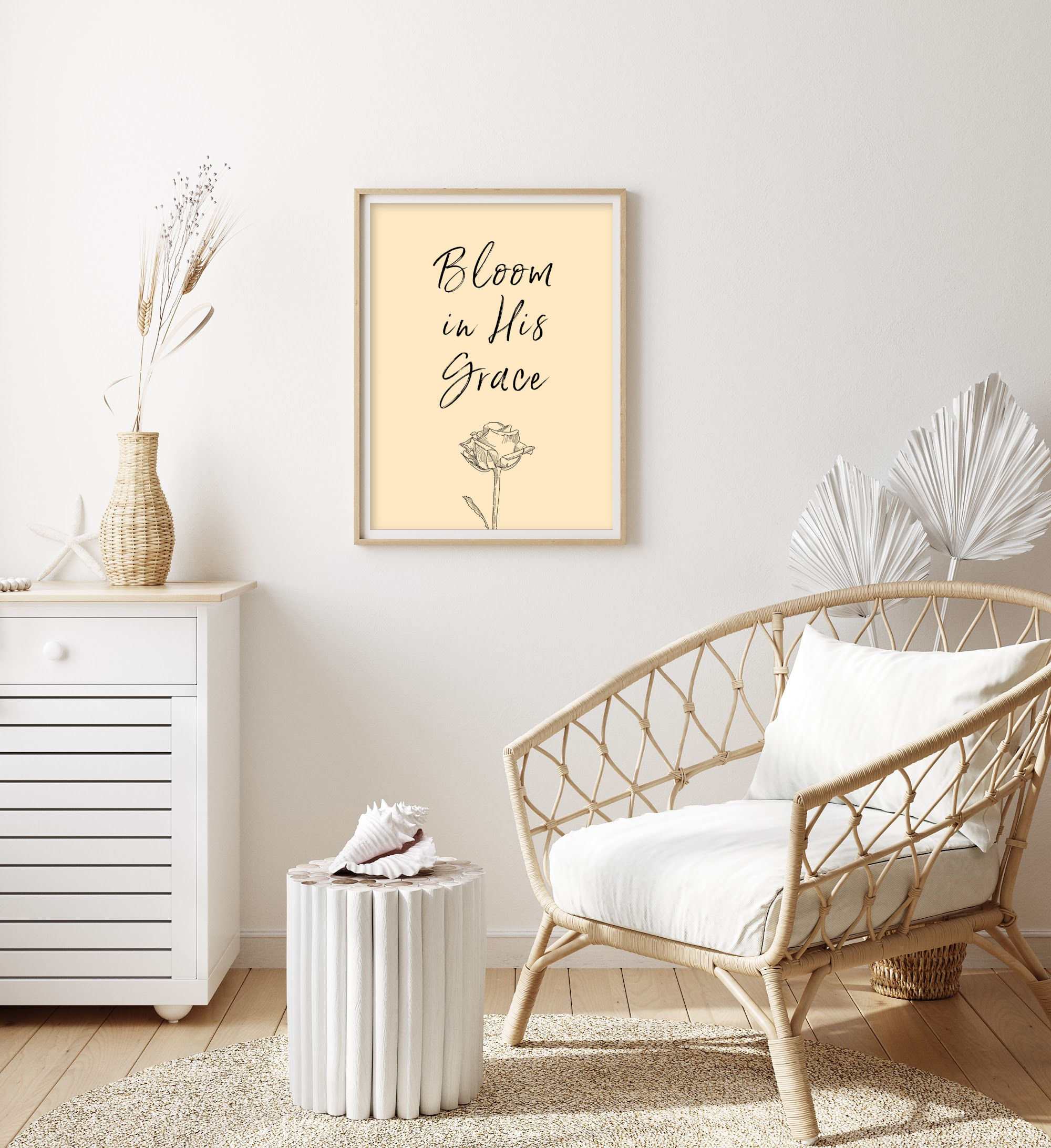 Bloom in His Grace Printable, Bible Verse Wall Art, Scripture Wall Art ...
