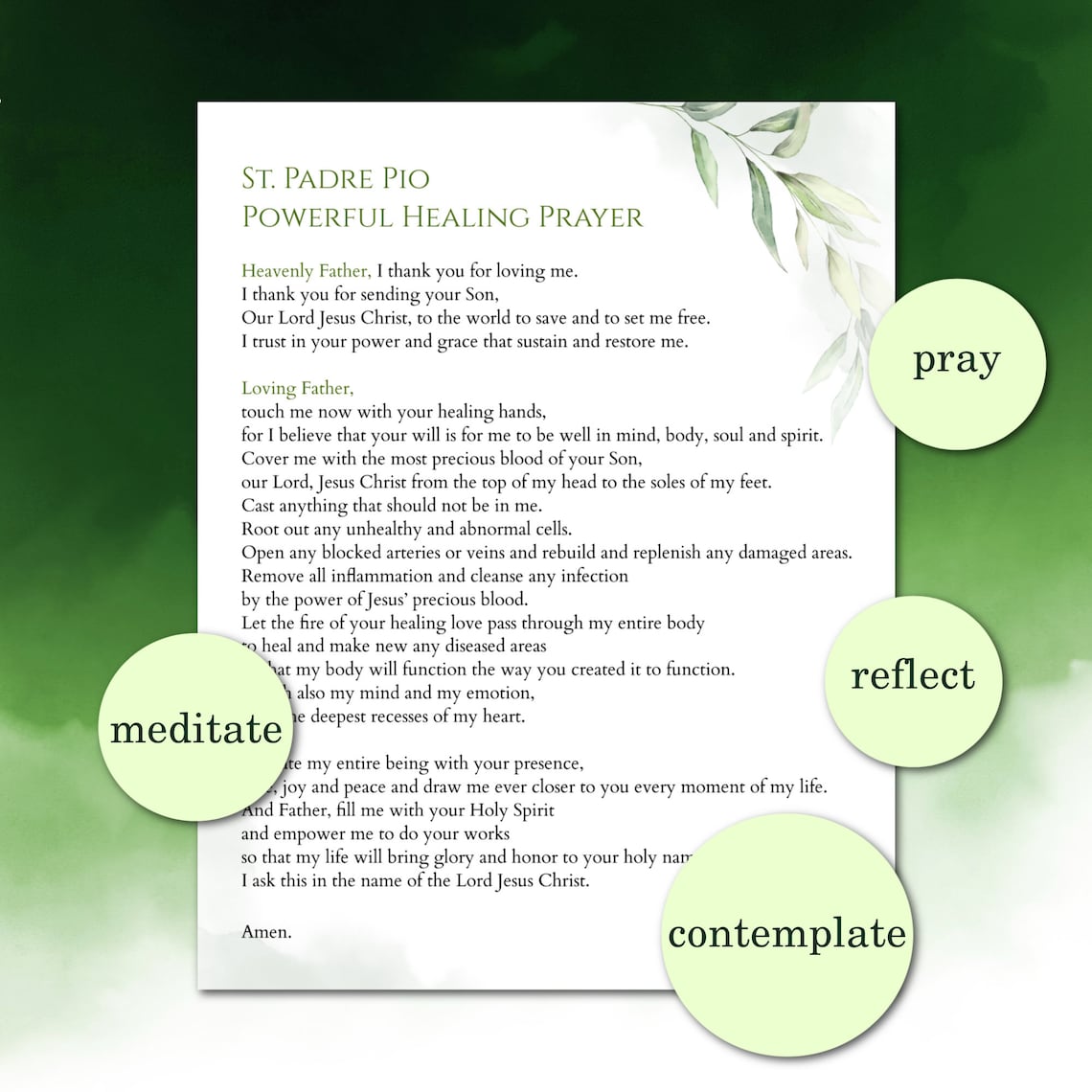 St. Padre Pio Healing Prayer Printable, Padre Pio Prayer, Powerful ...