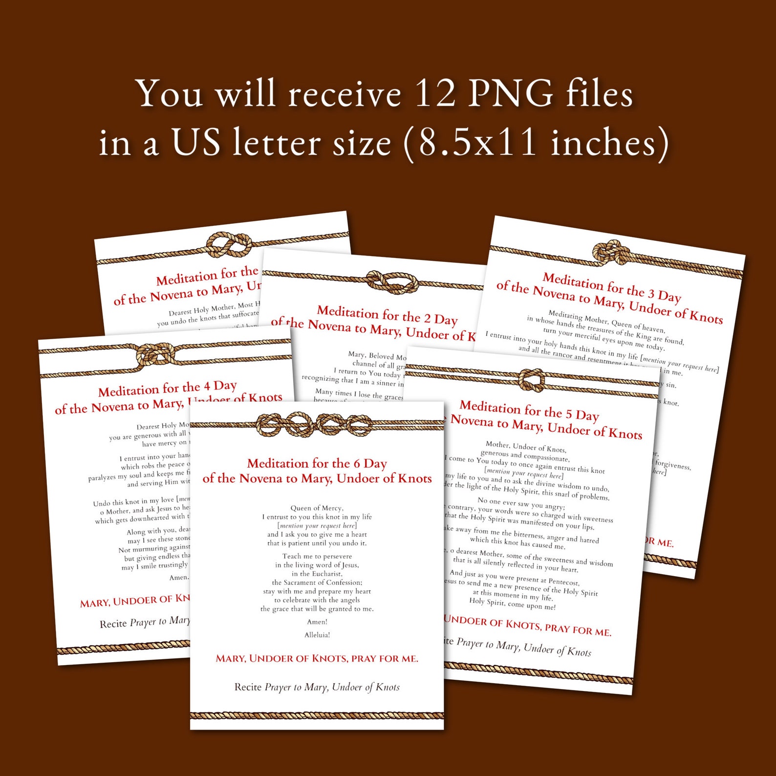 Novena of Mary, Undoer of Knots Prayer Cards Printable, Novena Prayer, Novena to Virgin Mary ...