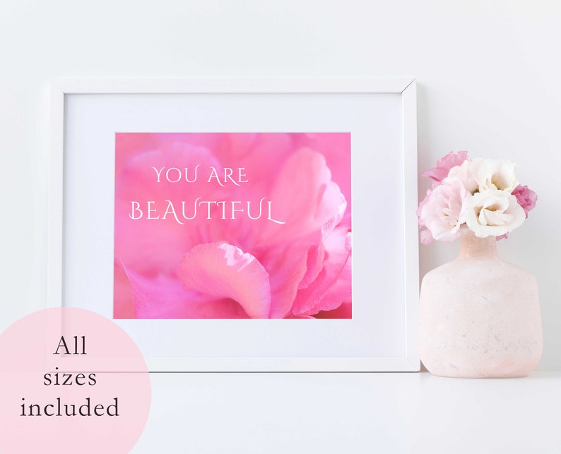 You Are Beautiful Printable, You Are Beautiful Wall Decal, Scripture Wall Art, Uplifting Prints