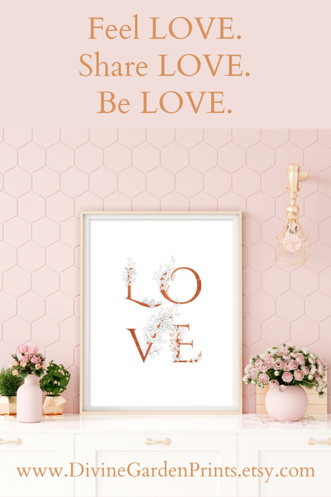 LOVE Printable Poster, Love Sign Wall Art, Bedroom Wall Art, Floral ...