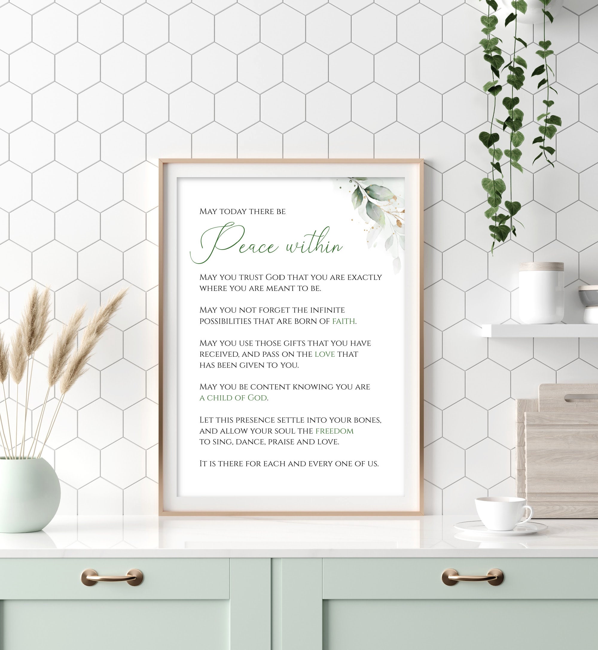 Poster Mural Sainte Thérèse Citation - Qu'il Y Ait Aujourd'hui La Paix Dans La Prière - Signé PB86
