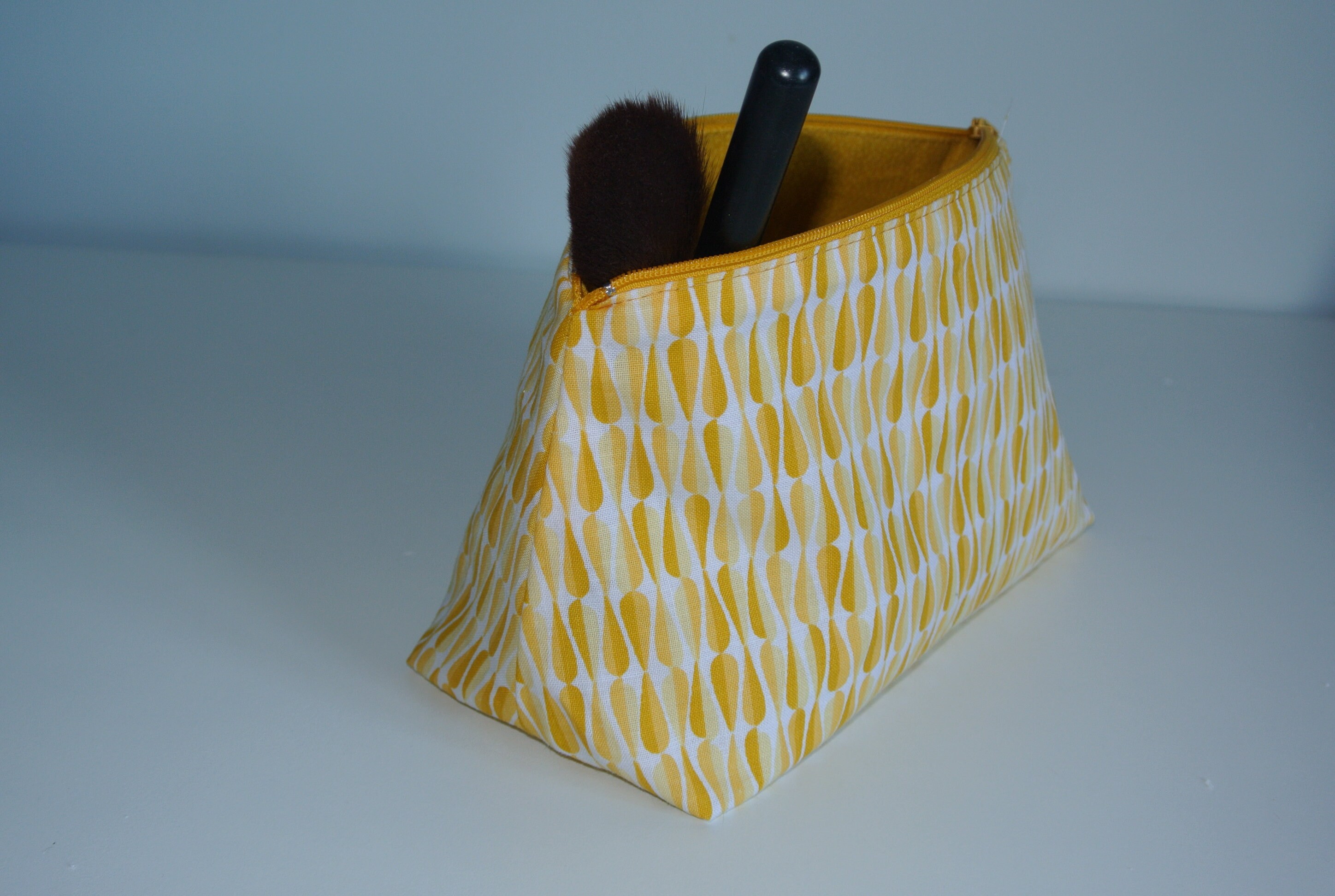 Yellow patterned make up bag/cosmetic bag/travel bag/gadget Etsy