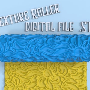 Floral 3 Pattern  | Roller Texture | Polymer Clay | Hand roller | Rolling pin | Digital STL File