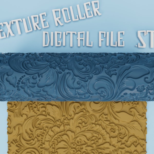 Damascus  | Roller Texture | Polymer Clay | Hand roller | Rolling pin | Digital STL File