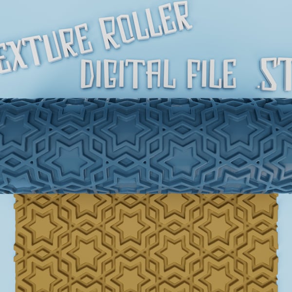 Ornamental 2  | Roller Texture | Polymer Clay | Hand roller | Rolling pin | Digital STL File