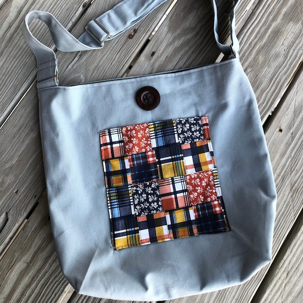 Large Tote/Crossbody Bag ~ Canvas ~ Unisex ~ for Laptop/ School / Work / Yoga ~ Boho~ Handcrafted ~ Gift ~ 16 in x 5 in x 16 in