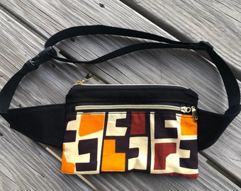 Canvas Fanny Pack ~ 8.5 in x 5 in ~ for Waist & Crossbody  ~ 2 Zipper Pockets ~ for Smartphone, Travel, ID , Cash, Passport ~Boho ~ Unisex