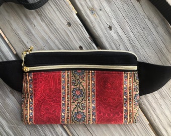 Vintage Fanny Pack~ Canvas ~ 8.5 in x 5 in ~ Minimalist Belt Bag ~ for Smartphone, Travel, ID , Cash, Passport ~ Christmas~ Thanksgiving ~