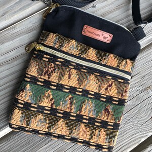 Mini Crossbody Canvas Tasche ~ für Smartphone, Reisen, Ausweis, Bargeld ~ 2 Reißverschluss-Beutel-Tasche ~ 16,5 in x 8 in ~ Handgefertigt ~ Boho ~ Stylish