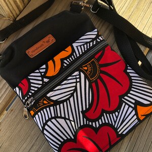 Mini-Umhängetasche aus Canvas ~ für Smartphone, Reise, Ausweis, Bargeld ~ 2 Reißverschluss-Beutel-Tasche ~ 16,5 in x 8 in ~ Handgefertigt ~ Boho ~ Gingko-Blatt