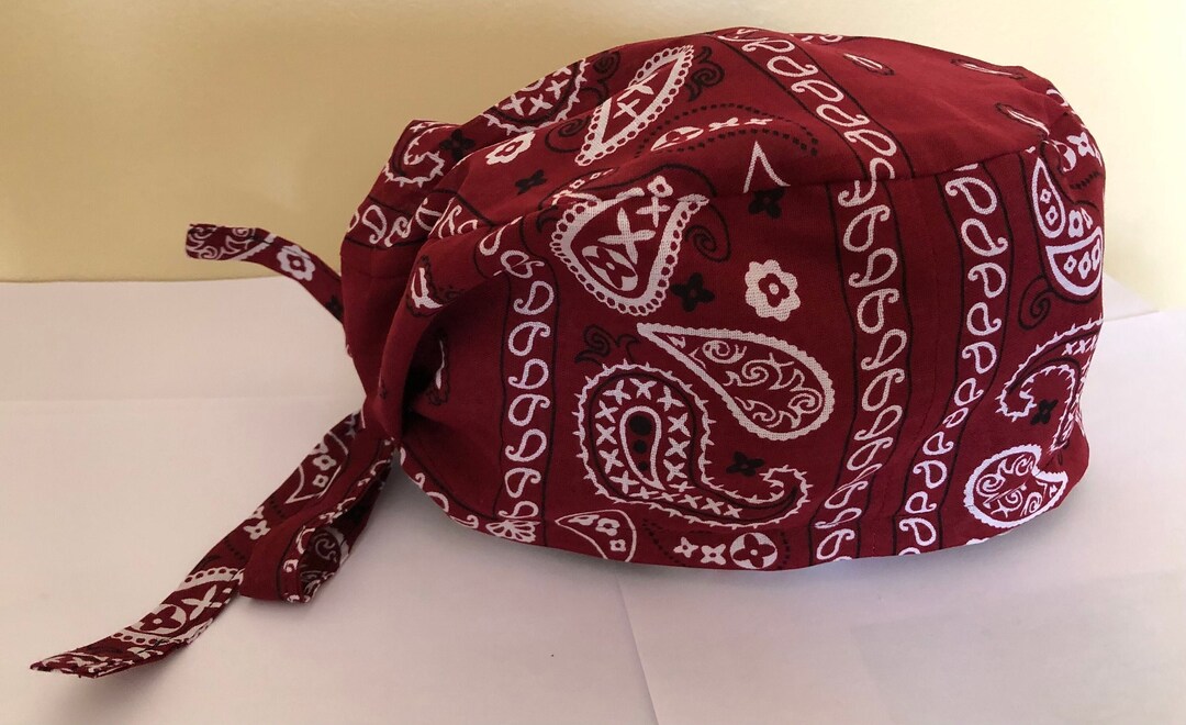 Bandana Surgical Cap Headscarf Burgundy Paisley Medical/chemo Headwear Food Service Boho Unisex