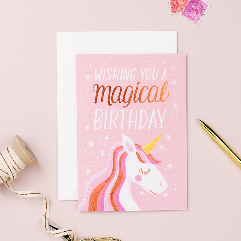 Birthday Unicorn Animal Birthday Card Kids Greeting Card Birthday Card for Girls Unicorn Gifts Childrens Birthday Gift image 2