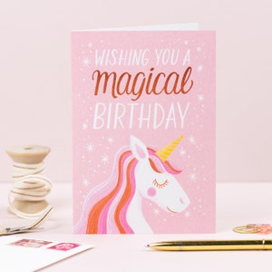 Birthday Unicorn Animal Birthday Card Kids Greeting Card Birthday Card for Girls Unicorn Gifts Childrens Birthday Gift image 1