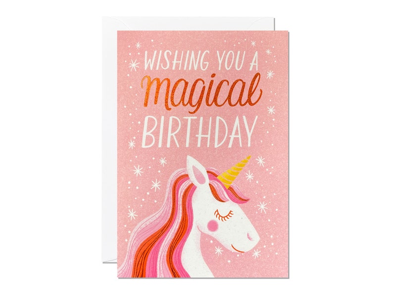 Birthday Unicorn Animal Birthday Card Kids Greeting Card Birthday Card for Girls Unicorn Gifts Childrens Birthday Gift image 3