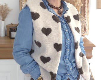 Women's heart-shaped sherpa sheepskin vest, matching with baby