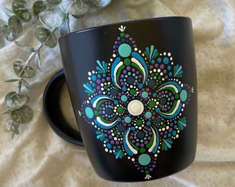 Mandala mug, Painted mug, Mandala hand painted, Dot mandala mug, Painted mandala mug, Coffee mug, Dot hand painted mug, Mandala dot art