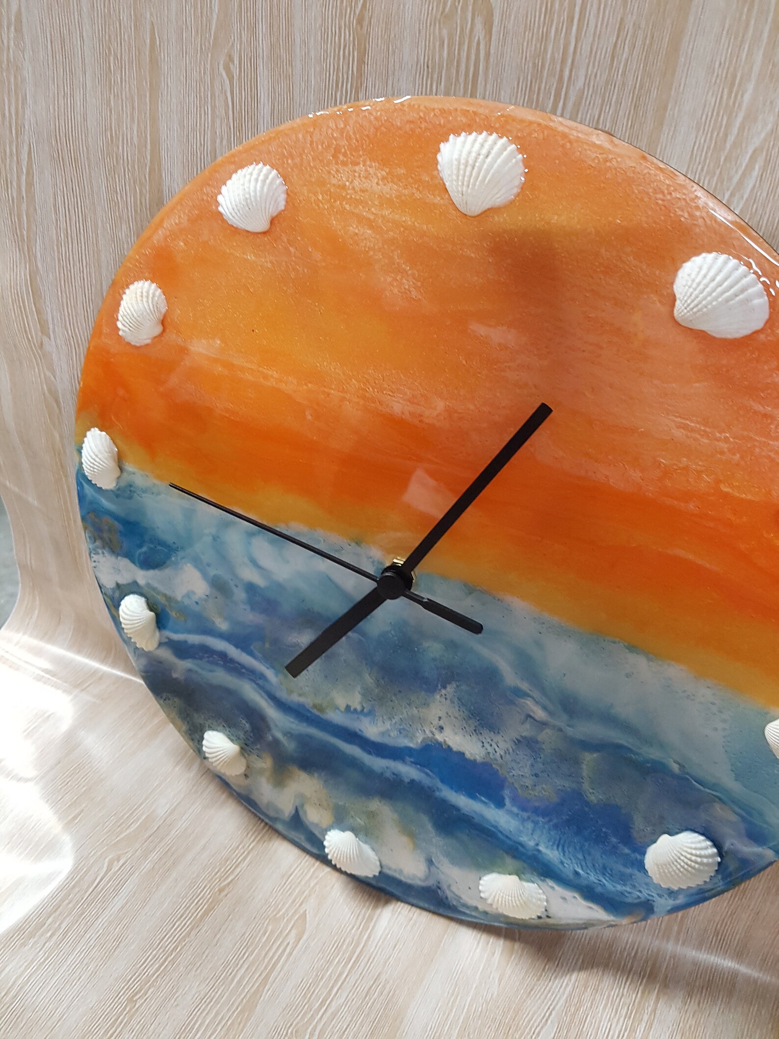 Resin Clock Ocean Theme Wall Art Ocean Resin Clock Epoxy Etsy