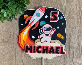 Space rocket cake topper - Cumpleaños espacial - Space Rocket Astronaut birthday party