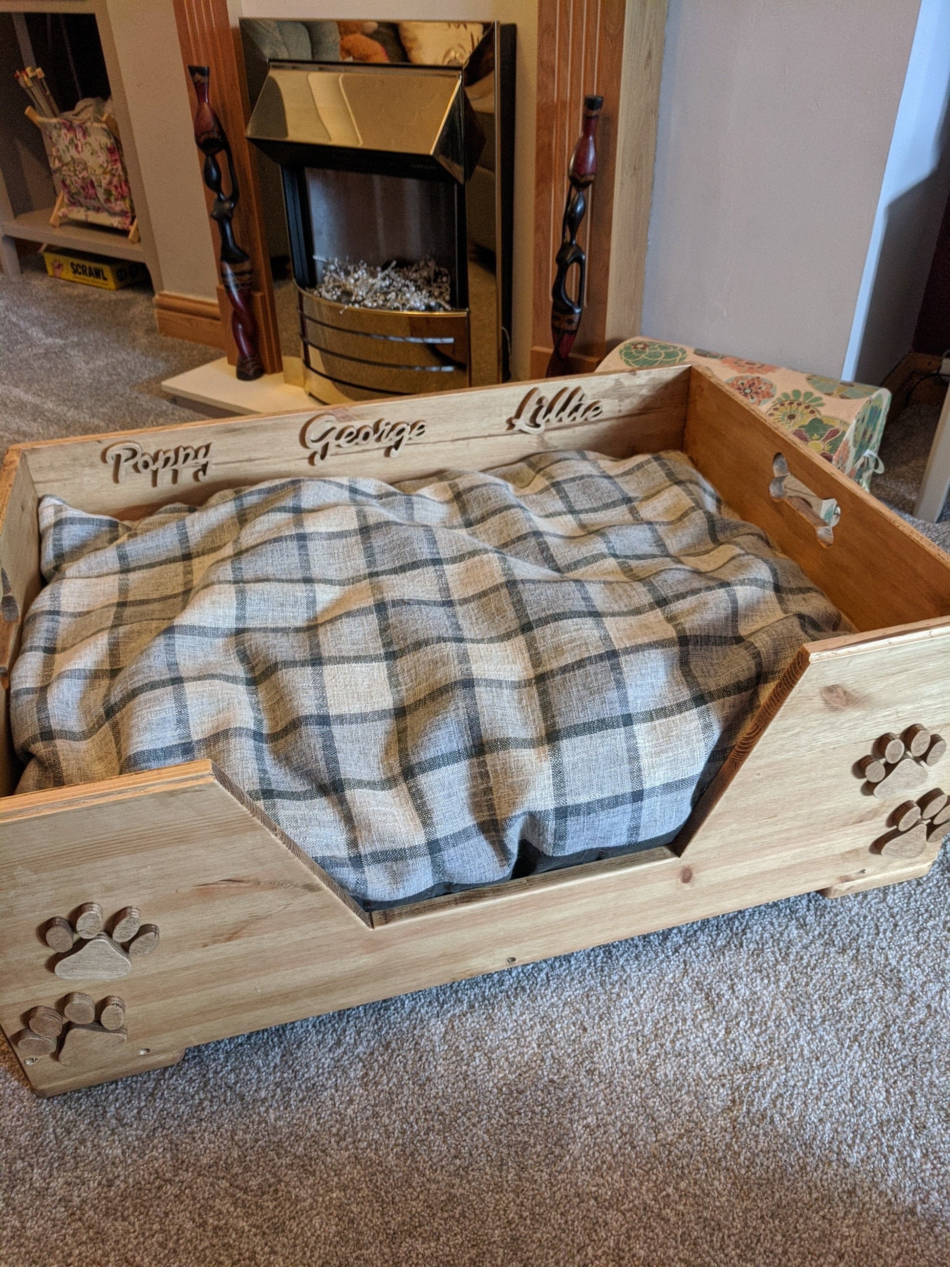 Handmade personalised wood dog bed pet bed pine dog bed dog Etsy