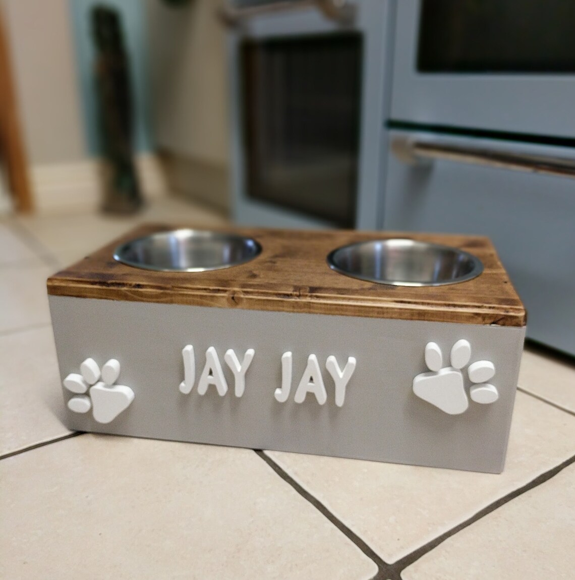 Handmade and personalised raised Dog feeder single and double Etsy