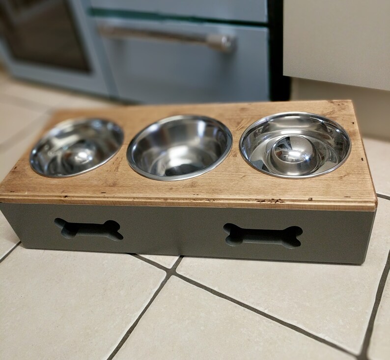 Handmade and personalised raised Dog feeder Slow feeder Etsy