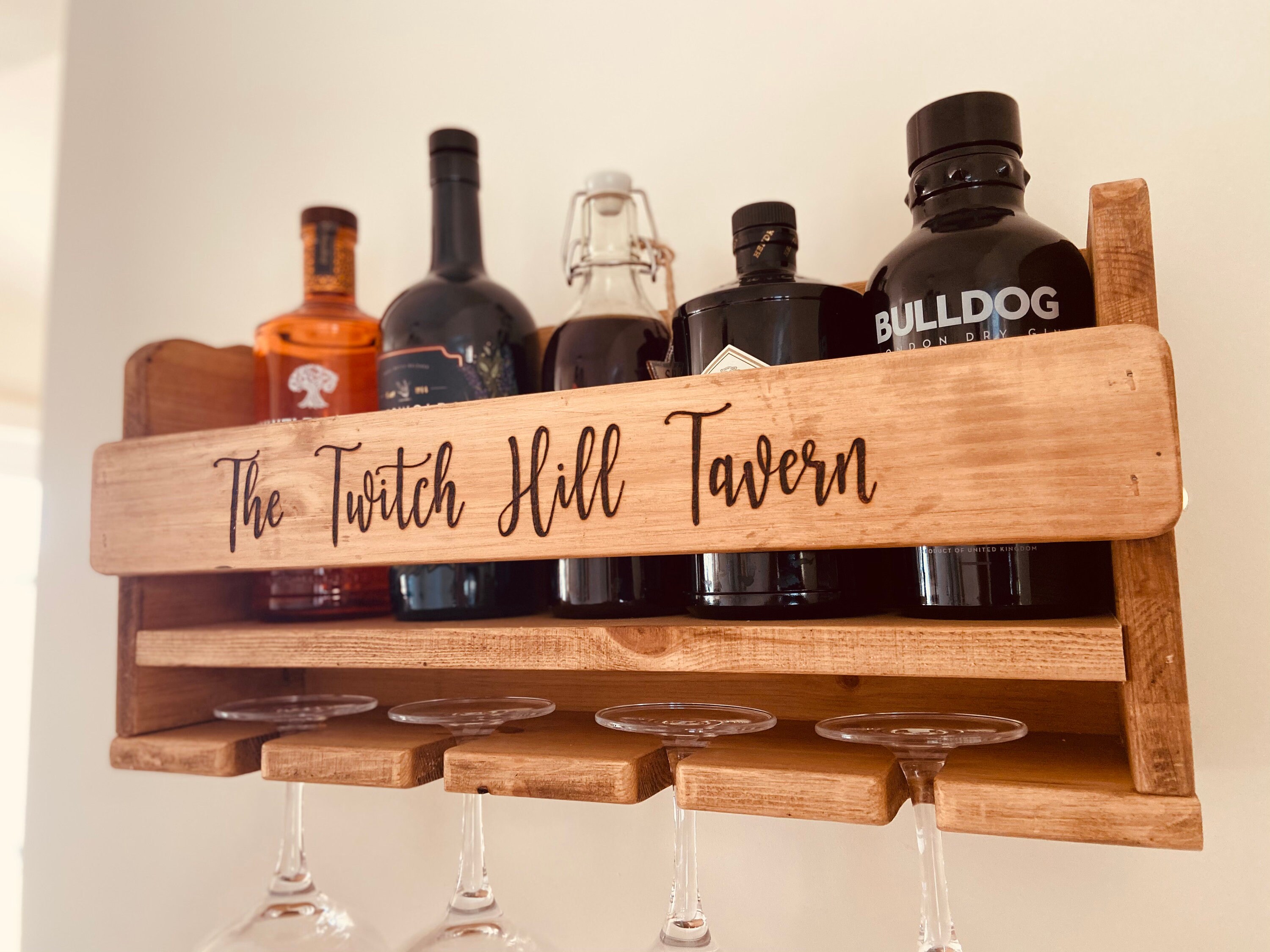 Handmade Pine Gin Bar Wine shelf gin wine shelf with glass Etsy