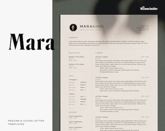 MARA Resume Template, Professional Resume Template, Resume and Cover Letter, Instant Download Resume, Resume Word Template, Modern Resume