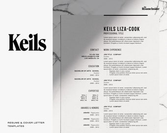 KEILS Resume Template, Professional Resume Template, Resume and Cover Letter, Instant Download Resume, Resume Word Template, Modern Resume
