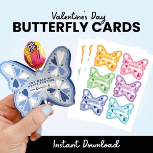 Biglietti di San Valentino stampabili con inserto lecca-lecca, download istantaneo, biglietti di San Valentino in classe fai da te, biglietti da stampare a casa