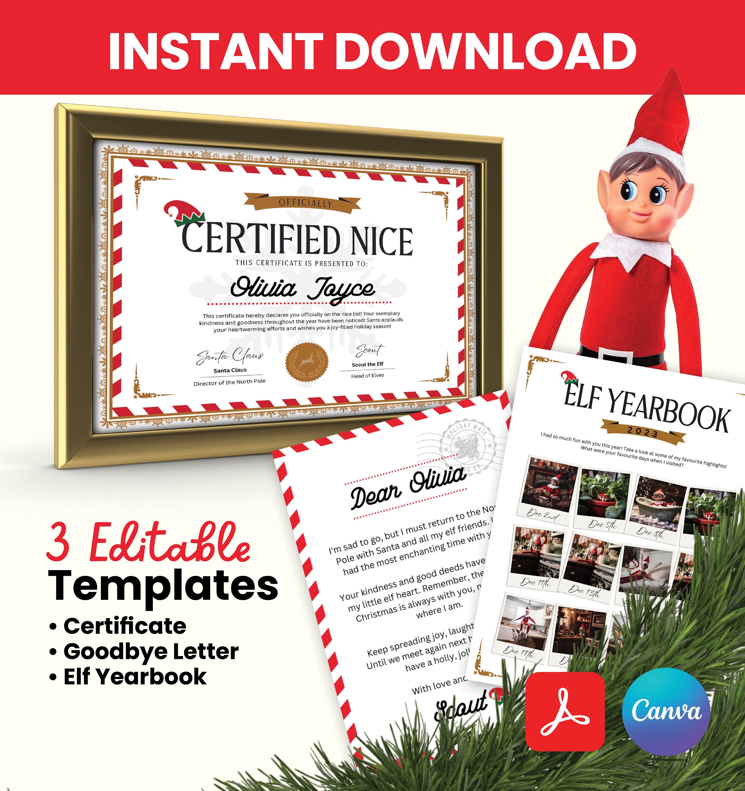 Editable Elf Departure Kit Including 'certified Nice' Certificate ...