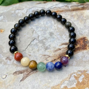 Chakra Gemstone Beaded Bracelet, Rainbow Chakra Crystal Bracelet, Yoga Meditation Bracelet, Chakra Balancing Bracelet, Chakra Stone Bracelet
