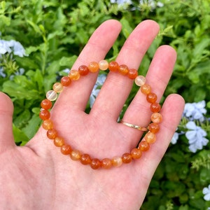 Orange Karneol Perlen Armband, Juli Birthstone Schmuck, Chakra Armband nach Maß, emotionales Gleichgewicht Armband, Heilstein Armband