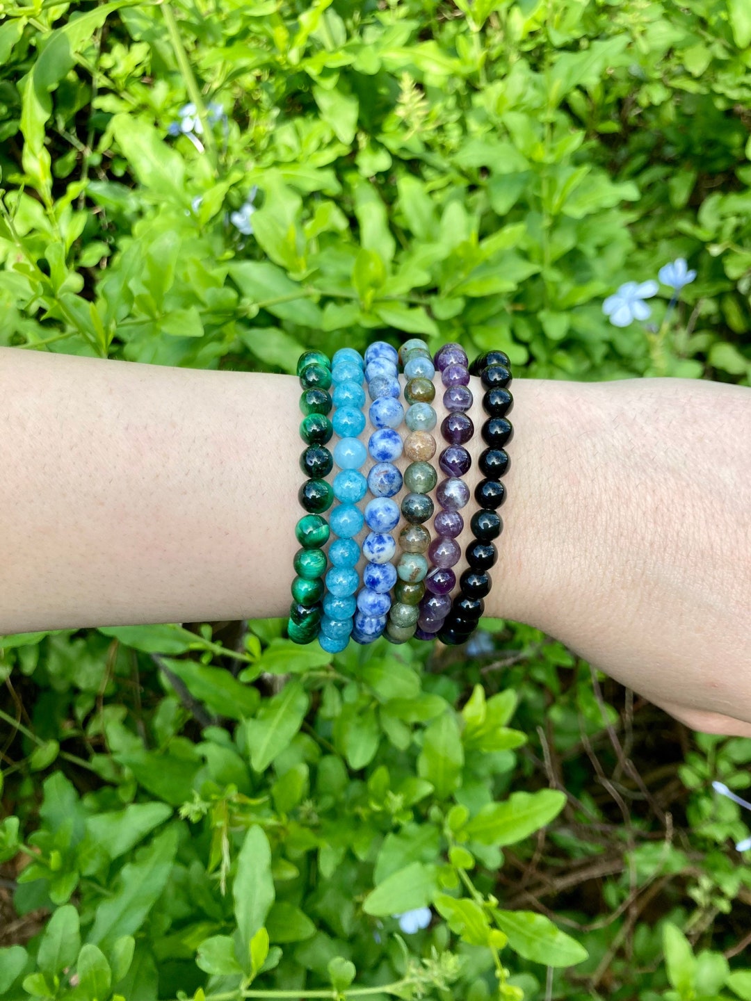 Crystal Beaded Stacking Bracelet: Natural Gemstone Bracelet, Valentine ...
