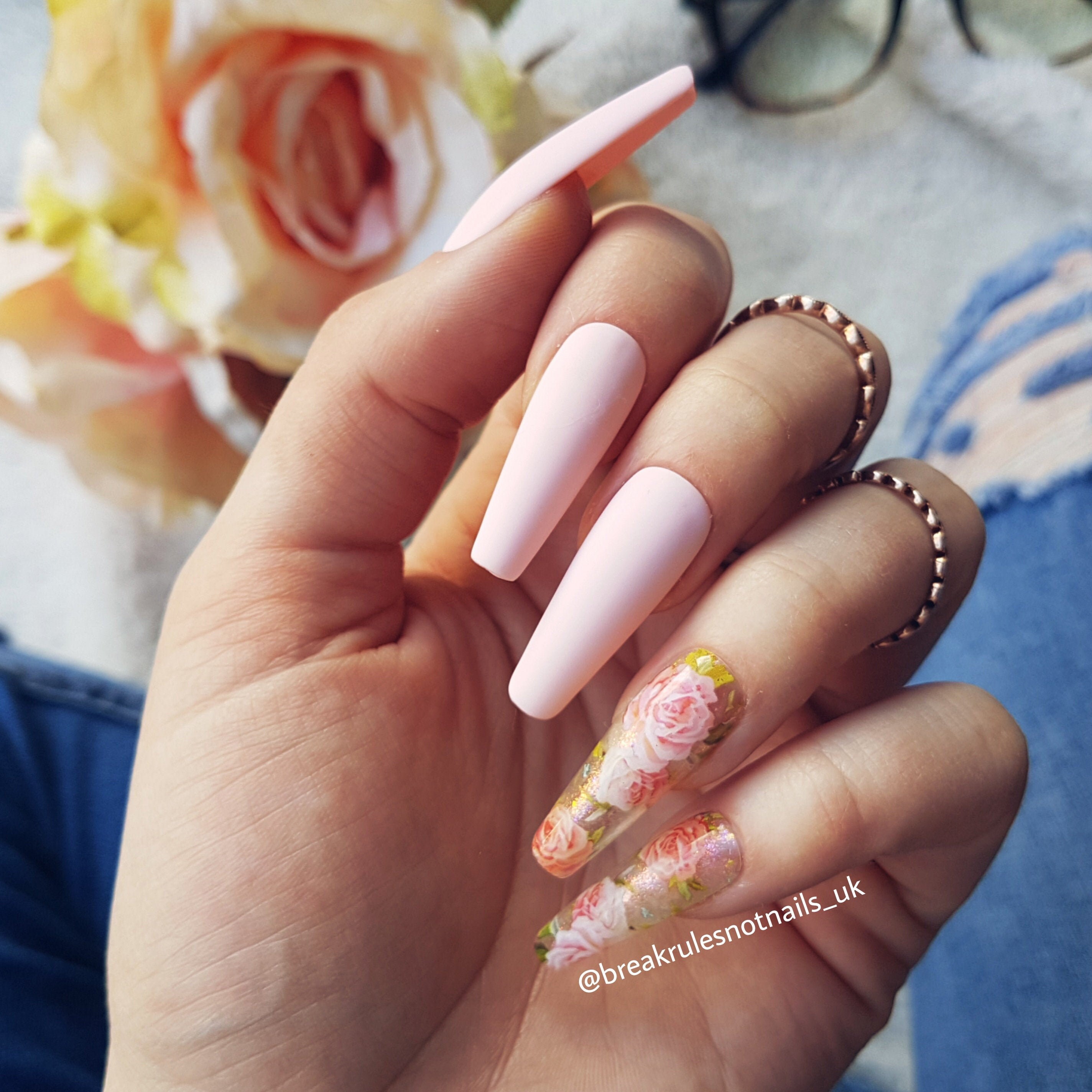 Summer Rose Pink And Peach Rose Nails Flower Nails Press Etsy Summer Rose Pink And Peach Rose Nails Flower Nails Press Etsy